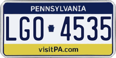 PA license plate LGO4535