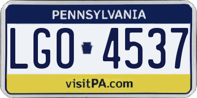 PA license plate LGO4537
