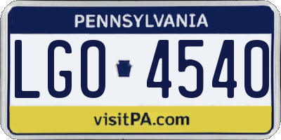 PA license plate LGO4540