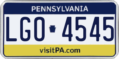 PA license plate LGO4545