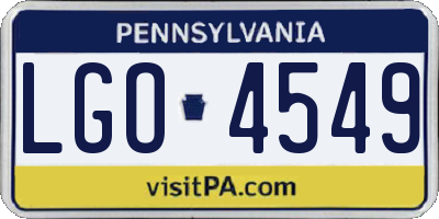 PA license plate LGO4549