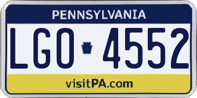 PA license plate LGO4552
