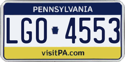 PA license plate LGO4553
