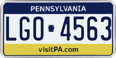 PA license plate LGO4563