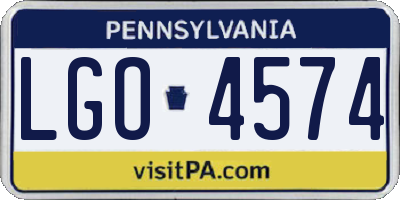 PA license plate LGO4574