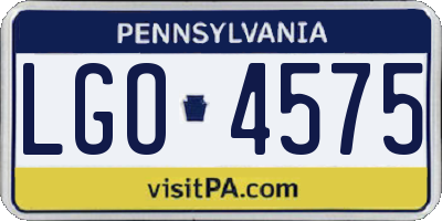 PA license plate LGO4575
