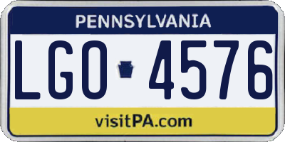 PA license plate LGO4576