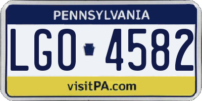 PA license plate LGO4582