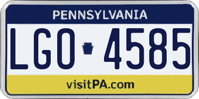 PA license plate LGO4585