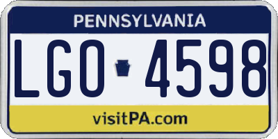 PA license plate LGO4598