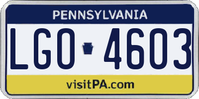PA license plate LGO4603