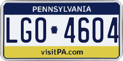 PA license plate LGO4604