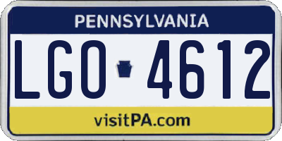 PA license plate LGO4612