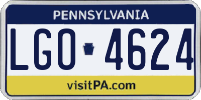 PA license plate LGO4624