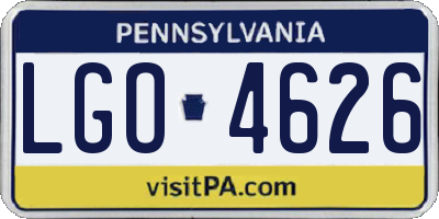 PA license plate LGO4626