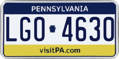 PA license plate LGO4630