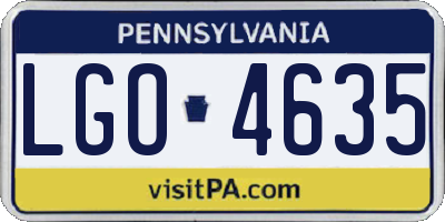 PA license plate LGO4635