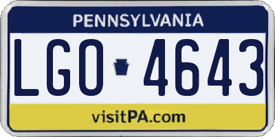 PA license plate LGO4643