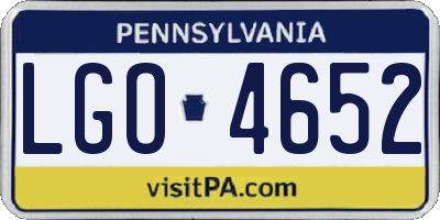 PA license plate LGO4652