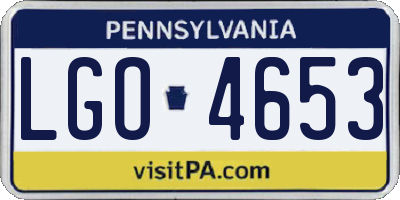 PA license plate LGO4653