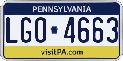 PA license plate LGO4663