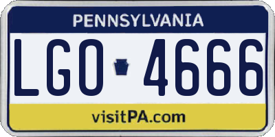 PA license plate LGO4666