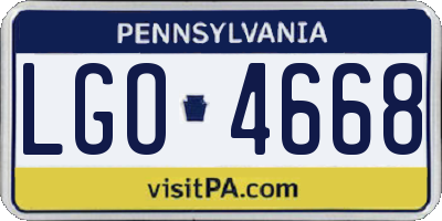 PA license plate LGO4668