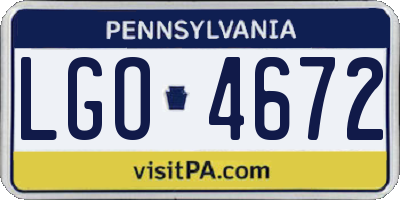 PA license plate LGO4672