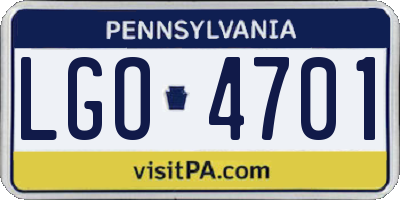 PA license plate LGO4701