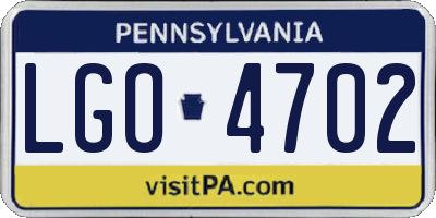 PA license plate LGO4702
