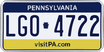 PA license plate LGO4722