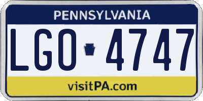 PA license plate LGO4747