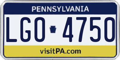PA license plate LGO4750