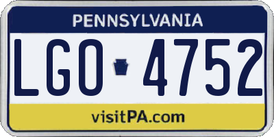 PA license plate LGO4752