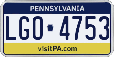 PA license plate LGO4753