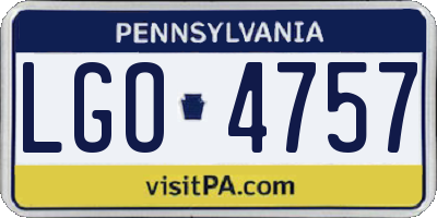 PA license plate LGO4757