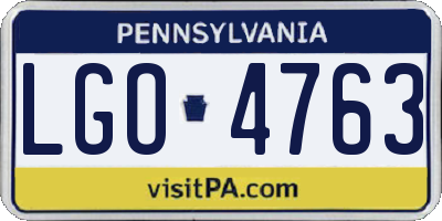 PA license plate LGO4763