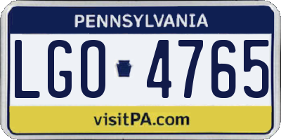 PA license plate LGO4765