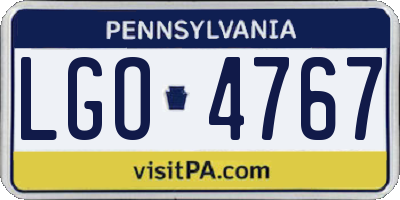 PA license plate LGO4767