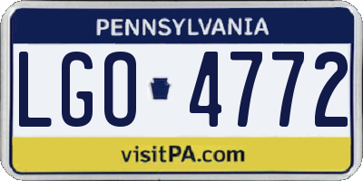 PA license plate LGO4772