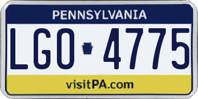 PA license plate LGO4775