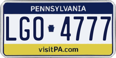 PA license plate LGO4777