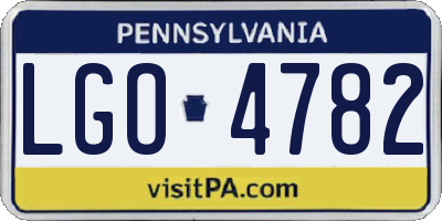 PA license plate LGO4782