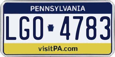 PA license plate LGO4783