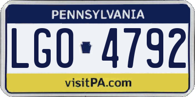 PA license plate LGO4792