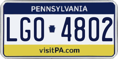PA license plate LGO4802