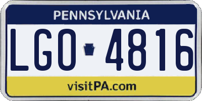 PA license plate LGO4816