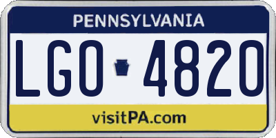 PA license plate LGO4820