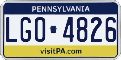 PA license plate LGO4826