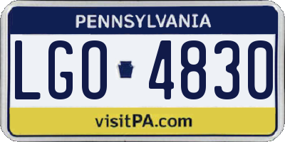 PA license plate LGO4830